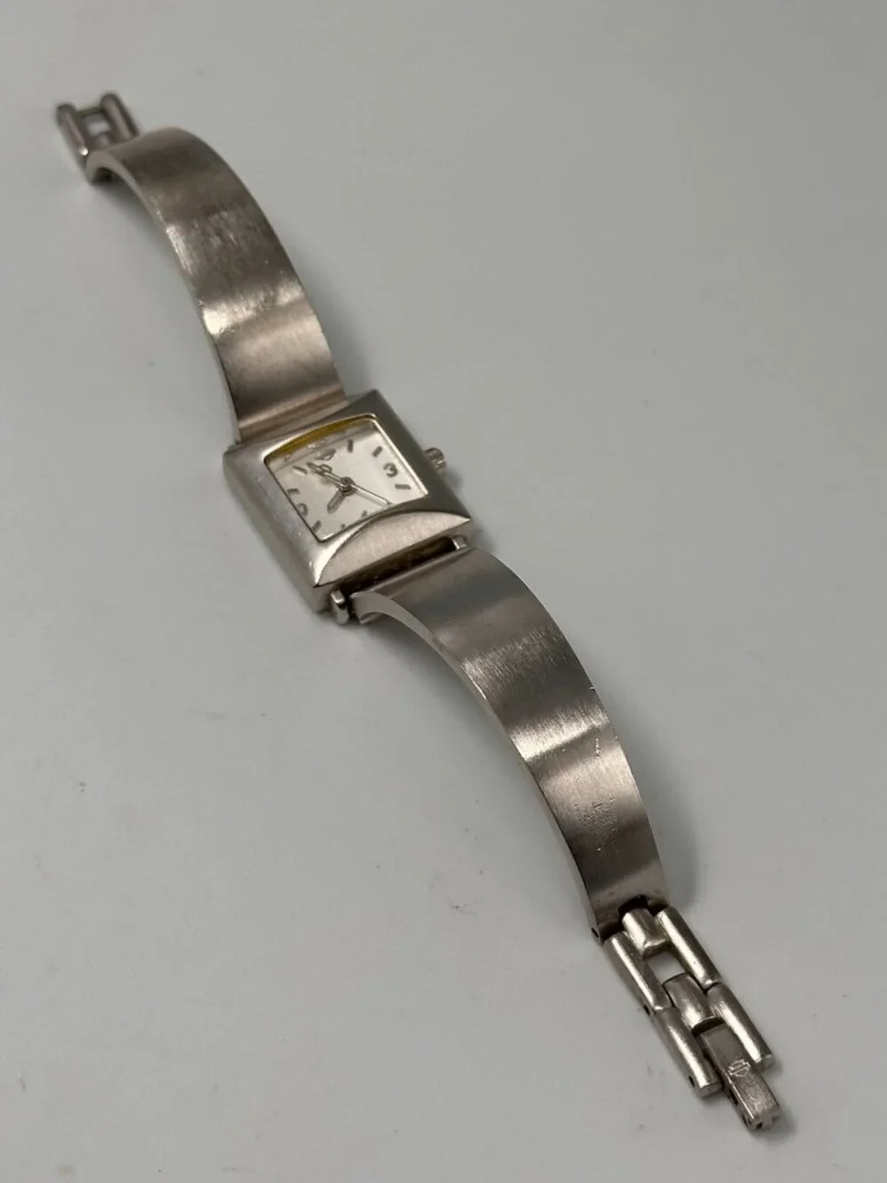 Harley-Davidson Women Watch Silver Tone 19MM Square Dial New Battery 6.5